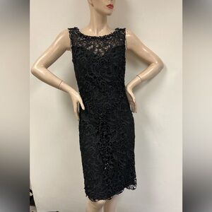 Montage by Mon Cheri embroidered sleeveless lace dress